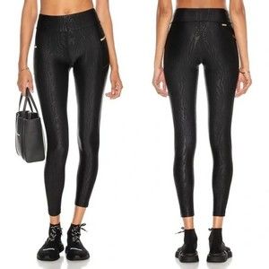 Alala Womens Black Gold Side Pocket Aphrodite Tight Leggings Medium Shiny